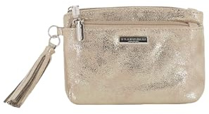 Petit Porte-Monnaie Similicuir Suède Irisé Femme - Portefeuille Porte-Cartes 3 Couches - Pochette Multifonctionel - Lèger Tendance - Doré