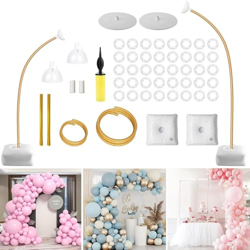 Balloon Arch Kit, 8.2ft & 5ft Free Bending Half Arch Balloon Stand with Base, Balloon Stand for Floor Balloon Garland Suitable for Wedding, Birthday, Graduation, Anniversary, Christmas Decorations