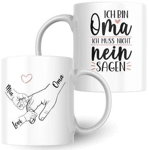 SMARTEON Personalisierte Tasse mit Namen | Geschenk für die beste Großmutter der Welt | Geschenkidee Omi von Enkelkinder | Kaffeetasse mit Spruch, Bedruckte Tasse (Oma)