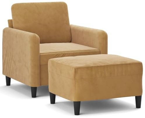 ULUYYUC Wohnzimmer Couch Big Sofa Küchensofa Lounge Sofa Outdoor - Sessel mit Hocker Braun 60 cm Samt für Balkon Küche Schlafzimmer Jugendzimmer
