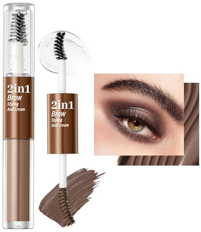 Clawrex Gel à sourcils 2 en 1, longue durée, multi-usage, pour le coiffage et la coloration, hautement pigmenté, avec brosse, gel à sourcils (02 marron foncé)