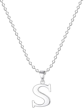 FLUFLO Damen Initialienkette mit Buchstabe S, 925 Sterlingsilber Anhängerhalskette, kompatibel mit Pandora Halsketten-Charms und Perlen, ideal für Frauen und Mädchen