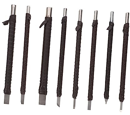 HOMSFOU Set da 8 Strumenti per Intaglio del Legno in Acciaio Resistente con Borsa di Conservazione, Adatto a Principianti e Artigiani Professionisti