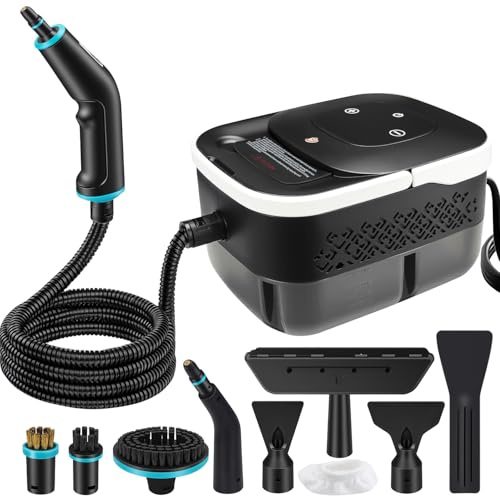 2500W Handheld Steam Cleaner for Home,Portable Steamer Cleaning Machine with Large Capacity Tank & 10 Accessories,Multipurpose Steamer for Kitchen, Bathroom, Tile, Grout,Car Detailing (White)