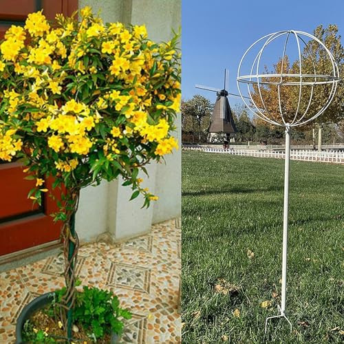 Soporte vertical ajustable para plantas trepadoras, espaldera redonda para cultivo de hortalizas y frutas, espaldera de hierro para jardín, altura ajustable(White,78-108cm)