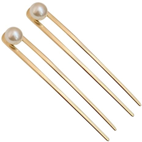 FOMIYES 2 pièces Fourchette à Cheveux Métal Doré avec Lot de Épingle pour Chignon Élégant Accessoire Coiffure Femme Maintien Simple et Chic pour Soirées et Usage Quotidien