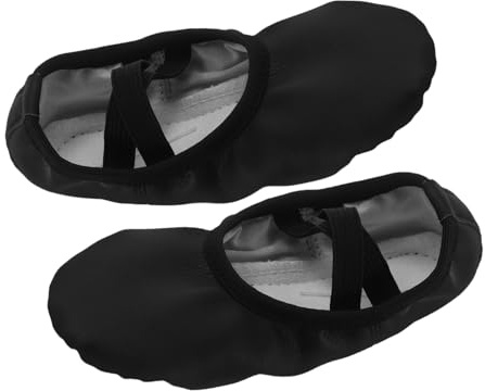 Toddmomy Svarta Balletskor för Flickor och Kvinnor PU Läder Soft Sole Dansskor med Elastiska Remmar och Andningsbara för Balettträning Yoga och Scenframträdanden