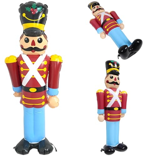 Soldado Cascanueces Inflable de Navidad Soldado Inflable de Navidad Decoraciones de Patio Cascanueces para Fiestas Navideñas Decoración de Césped Interior y Exterior