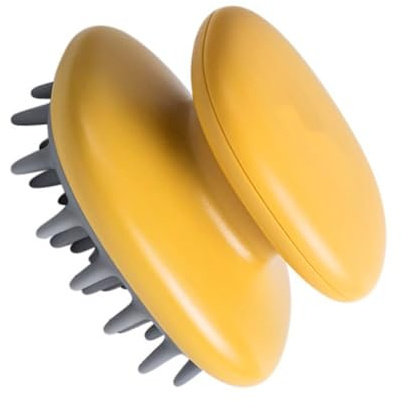 COLLBATH Handlicher Silikon Massagekamm für Kopfhautreinigung und Haarstyling Tragbarer Leichter Haar massagekamm für Zuhause Tiefenreinigend Schützend für Haarwurzeln in Gelb