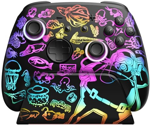Switch 2 Pro Controller with Charging Dock, Switch Controller Wireless for Nintendo Switch 2/Lite/OLED, RGB Bluetooth Gamepad with 7 LED Colors/Hall Effect/Dual Shock/Turbo/Motion Control - DAVE
