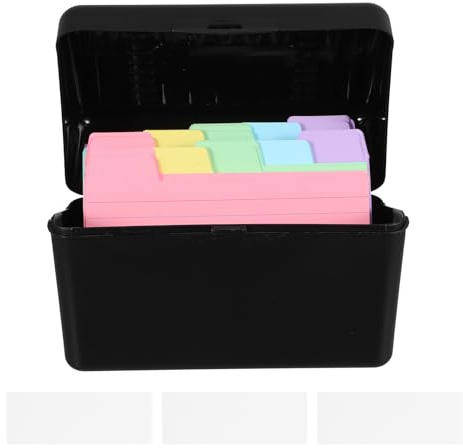 Gatuida Karteikartenbox mit Deckel, Kunststoff, Schwarz | 1 Satz, Sichere Aufbewahrung für Lernkarten, Leicht und Unzerbrechlich, mit Blanken Etiketten