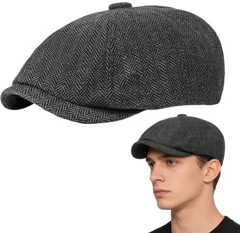 YOFDAL Schiebermütze Herren Winter,Baskenmützen,Cap Retro Herringbone,1920s Kostüm Accessoires Mütze,Ein Geschenk für Papa