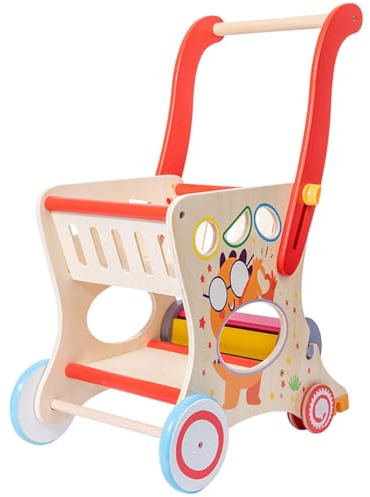 Baby-Lauflernhilfe mit Rädern, verstellbare Griffhöhe für Babys, Kleinkinder bis Kleinkinder, abnehmbares Holzbaby zum Geburtstag, Neujahr.