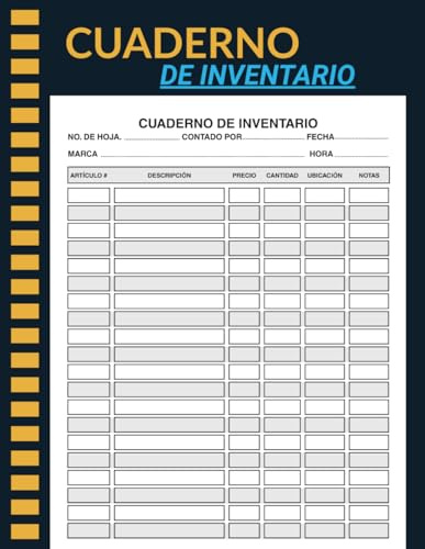 Cuaderno de Inventario: Libro De Registro De Inventario Simple Para Pequeñas Empresas Y Uso Personal. 120 Páginas / Tamaño 8,5 x 11 Pulgadas