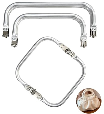 Pack de 3 Cierres Ocultos de Cartera, Asas en Forma de U, Marcos de Repuesto de Aluminio para Bolsos, para Bricolaje y Bolsas de Cena, Tamaños Variados: 25cm x 9,5cm, 20cm x 9,2cm, 16cm x 8,5cm(3)