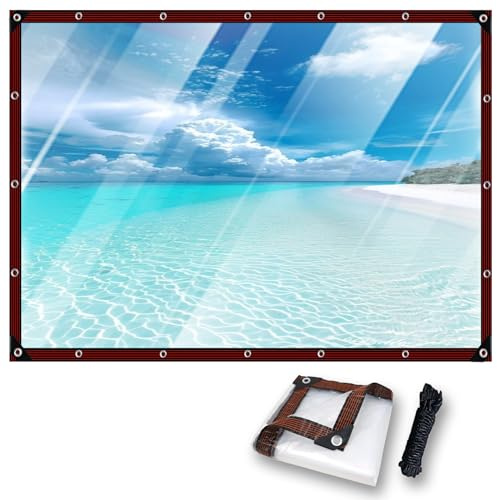 Lona Impermeable Transparente 165 x 365 cm, Transparente Impermeable, Reinforced PVC, Durable Tear Resistant Multipurpose, Lona Impermeabl con Ojales with Eyelets for Garden Furniture, A