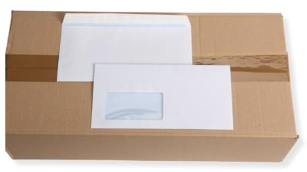 1000 St. Briefumschläge DIN lang 110 x 220 mm weiß mit Fenster Versandtaschen HK Kuvert