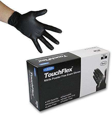 TouchFlex N318D-50Touchflex Disposable Black Nitrile Gloves - Latex & Powder Free - Boxed x100 (Medium)