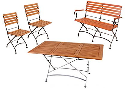 Gravidus 4-teilige Sitzgruppe mit Ausziehtisch, Klappstuhl und Klappbank