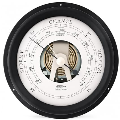 Fischer Maritime Barometer Black, Diameter 125 mm (Face 85 mm) - 1508B-06