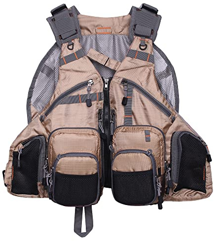 Raprance Sac à dos gilet de pêche à la mouche, réglable, léger et à séchage rapide, avec 17 poches pour truite, bar, sel