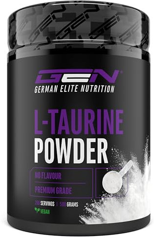 Taurina in polvere - 500 g - Solubilità ottimale - Vegan - Pura e senza additivi - Aminoacido L-Taurina - German Elite Nutrition