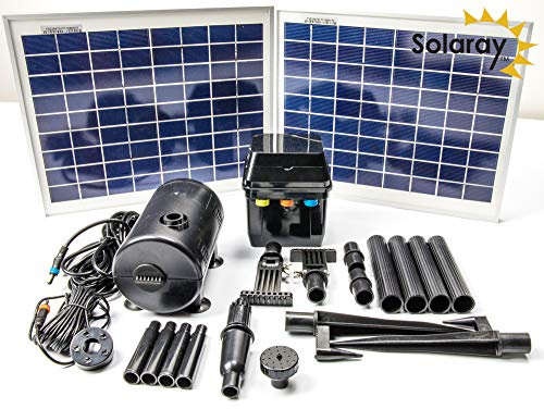 Primrose 1,200LPH Solar Water Feature Pump Plastic Kit Fountain with Lights in Black