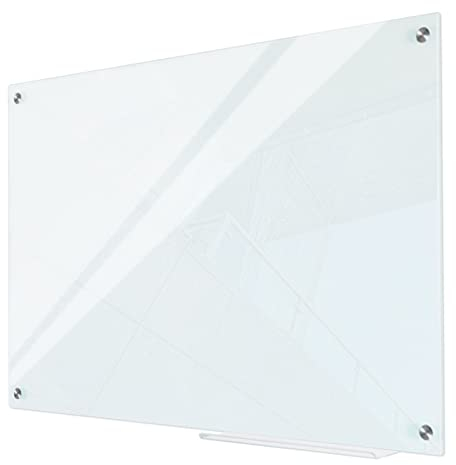 AMUSIGHT Glas trocken abwischbare Tafel Magnetische Glastafel 24 x 18 Zoll Rahmenloses Glas Whiteboard Normal White Board