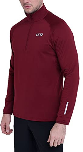 TCA Herren Winter Run Langarm Laufshirt mit Reißverschluss - Cabernet, M