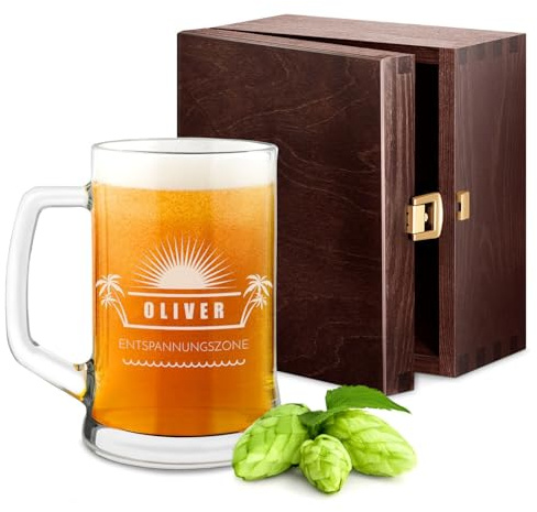 Maverton Bierkrug mit Gravur - personalisiert - 500 ml - Geburtstagsgeschenk für Herren - Geschenkidee für Bierfreunde - Weihnachtsgeschenke - Relax