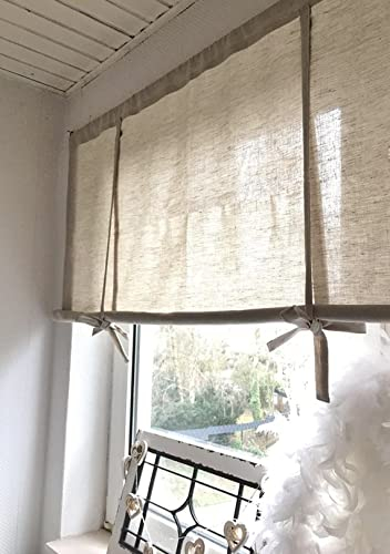 Leinen Raffrollo Gardine beige Natur Vintage Shabby