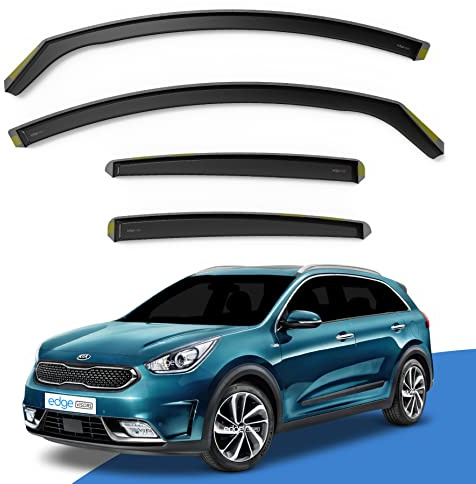 EdgeVisors Wind Deflectors for Kia Niro MK1 Door 5 Door SUV 4pc Accessories | 4pc Set, In-Channel Rain Guards & Accessories