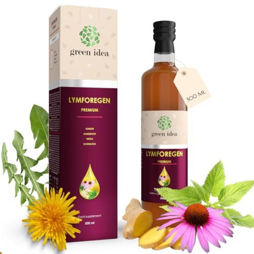 Green idea - LYMFOREGEN SIRUP - Unterstützung des Lymphsystems - Brennnessel, Löwenzahn und Ingwer - einzigartige Formel für einen optimalen Entwässerung - VEGAN - 500 ml