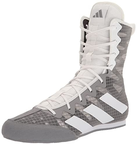 adidas Scarpe da boxe unisex per adulti Box Hog 4, Grigio/Bianco/Nero, 12 Women/11 Men