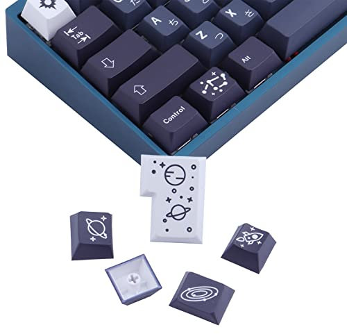 JakeTsai PBT Kaycaps, 161 Keys Galaxy Cherry Profile Japanese Keycaps with 7U Spacebar for ISO/ASIN Layout MX Switch Mechanical Keyboard