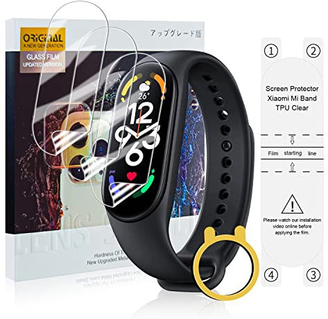 NUCNOK [3 Pack Protector Pantalla para Xiaomi Mi Band 7,Hidrogel Film HD Transparente Flexible Película con Ayuda de Posicionamiento,Cobertura Completa,Sin Burbujas,Antiarañazos