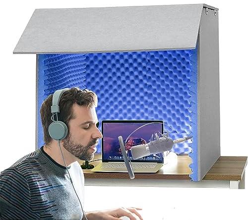 WORDFUN Tragbare Tonaufnahme, Vocal Booth Box, Mikrofon Isolation Shield, Tragbare Gesangskabinen Isolation, Mikrofon Isolierschaum, Mikrofonschutz, Studio, Singen, Podcast