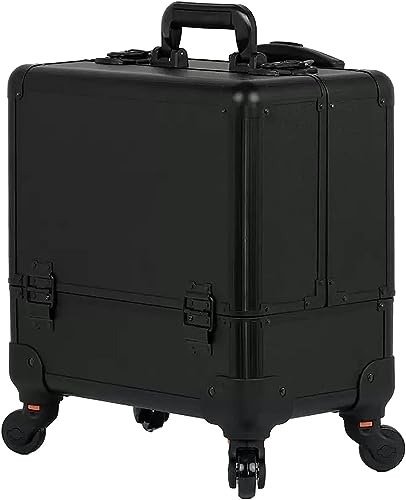 Kosmetikkoffer Pilotenkoffer Beauty Case Reisetrolley Friseurkoffer Kosmetik, Ragbare Aufbewahrungsbox Mit Großem Fassungsvermögen Für Frauen, Nail Art Etui,Schwarz Portable Reise Make Up Tasche (Col