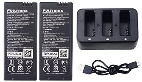 2PCS 3.8V 1100mah Lithium Batterie und 3 in1 Ladegerät für DJI Tello RC Quadcopter (schwarz)