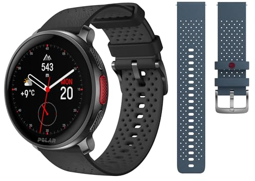 Polar Vantage V3 mit einem zusätzlichen blauen Armband, Sportuhr mit GPS, Herzfrequenz-Messgerät und längere Akkulaufzeit, Sportuhr mit Smartwatch-Funktionen für Männer und Frauen, Offline-Karten