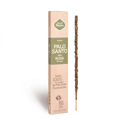 Sagrada Madre, Handgefertigtes Räucherstäbchen Palo Santo mit Ruda, ideal für Meditation und Achtsamkeit, 8 Stäbchen