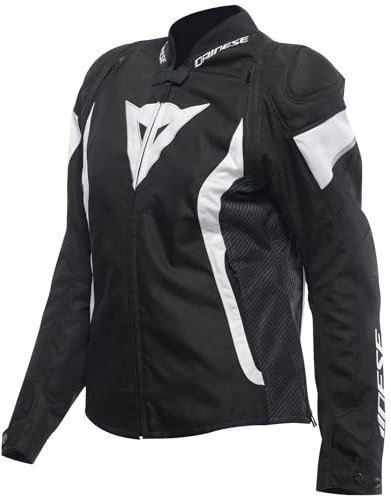 Dainese - Avro 5 Tex Jacket Wmn, Chaqueta de Moto de Tela, con Protecciones, Mujer, Negro/Blanco/Negro, 40