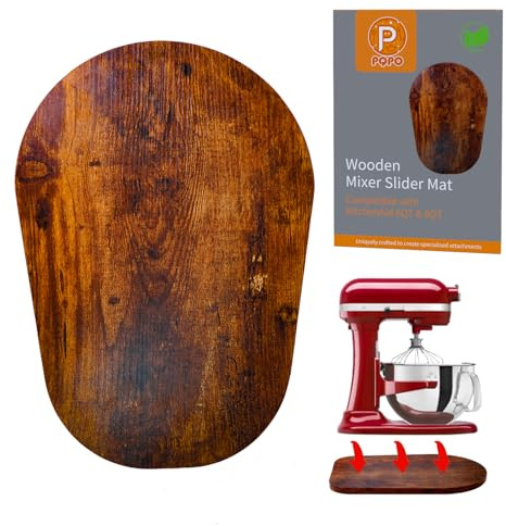 Holz Gleitmatte für Kitchen Aid 6/7/8Qt Standmixer mit 4 Silikon Küchenwerkzeugen