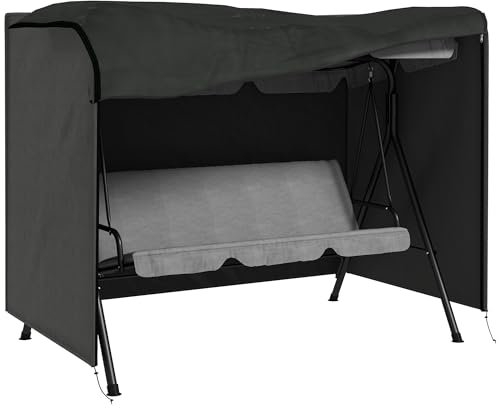 Outsunny 3 Seater 600D Oxford Patio Swing Chair Cover Outdoor Garden Furniture Rain Protection Protector Waterproof Anti-UV, 205 x 124 x 164cm, Dark Grey