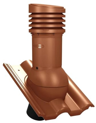 Entlüfterkamin Tile EVO DN125 für Braas - Frankfurter, Benders - Mecklenburger, ProDach - Doppelrömer Dachziegel Dachlüfter Lüfter (RAL8004 - Ziegelrot)