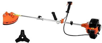 Desbrozadora a Gasolina 43cc y 2,41cv. Motor 2 Tiempos con 1 Cabeza Hilo, 1 Cabeza Tres Cuchillas de Doble Sistema de Corte