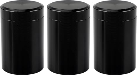 Wisesurf 3 Pcs Aluminum Storage Jar, Portable Small Airtight Container Bottle, Vacuum Container Mini Metal Sealed Can for Tea, Coffee, Sugar, Biscuits, Spices, 70 ml*3, Black