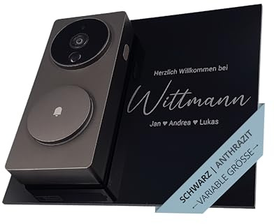 LazerlichtCraft Klingelschild für Aqara Video-Türklingel G4 und G410 personalisiert – Acrylglas Blende mit Wunschgravur – Schwarz glänzend oder Anthrazit matt – Türklingel Zubehör