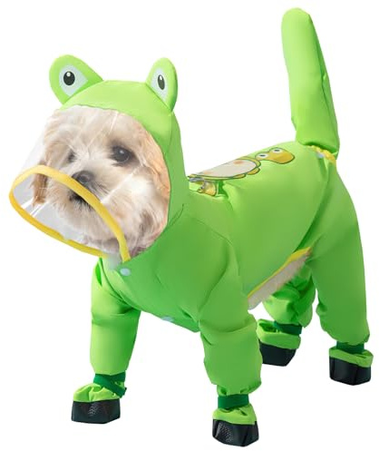 dellyy Impermeabili per Cani, Impermeabile Cane, Impermeabile per Rana per Cani, Abbigliamento per Animali da Carnevale, Adatto per Cani di Piccola e Media Taglia (verde, L)