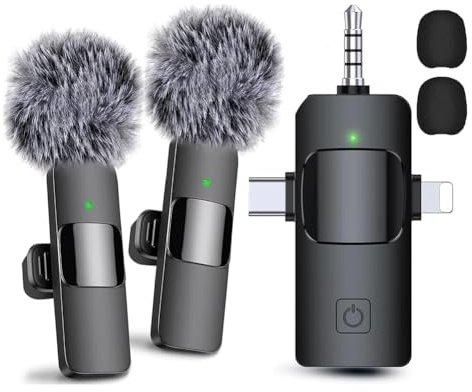 Asyduey Wireless Lavalier Microphones for, Android, Camera, USB-C Microphone, Mini Microphone with Noise Reduction Easy Install